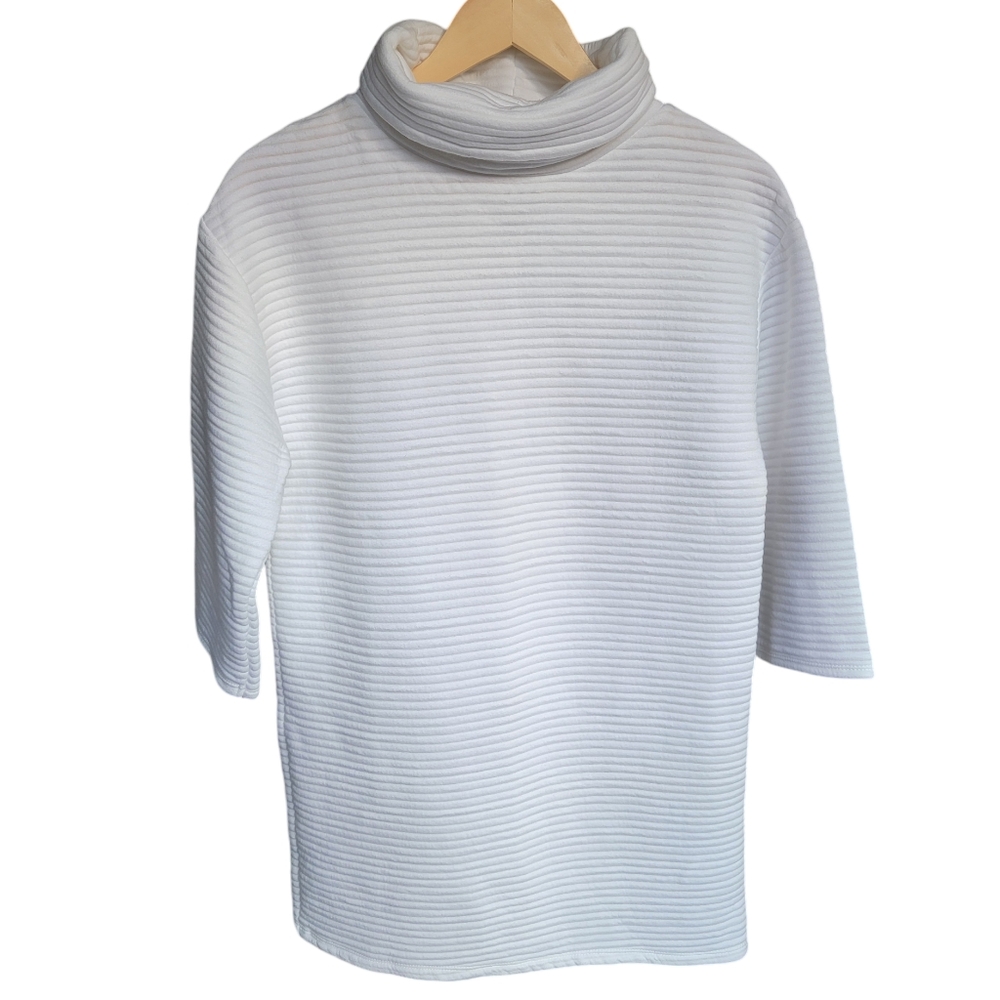 Zara White Ottoman Ribbed Sweater Dress Roll Neck Minimalist Women’s Sma… - Picture 3 of 16
